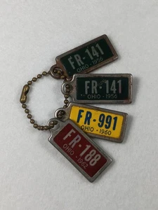 4 Vintage Disabled Veterans Mini License Plate Keychain Ohio 1956 1960 1962 Lot - Picture 1 of 5