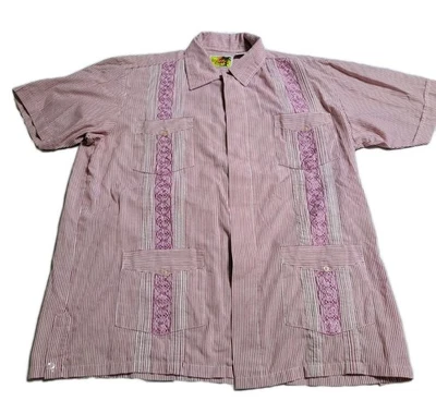 HABAND GUAYABERA MEN'S Hawaiian CUBAN Button Up Size Large Stype 185 Quality - Image 1 of 4