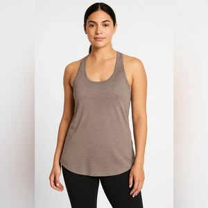 Athleta Striped Metallic Ribbed Lightweight Tank Top Taupe Stretch Casual 1X - Picture 1 of 8