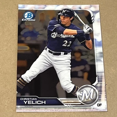 2019 BOWMAN CHROME CHRISTIAN YELICH BASE #63 MILWAUKEE BREWERS *Mint* - Image 1 of 2