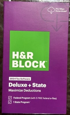 NEW H&R Block Tax Software Deluxe + State 2024 PC/Mac DOWNLOAD CODE ONLY - Image 1 of 3