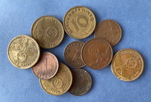 IBERMONEDA| Alemania Nazi 1, 2, 10pfenning x 10 piezas diferentes MBC - Imagen 1 de 1