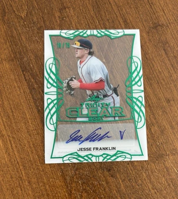 Jesse Franklin 2021 Leaf Trinity Clear Green Auto CA-JF2 Michigan Braves /75 - Image 1 of 2