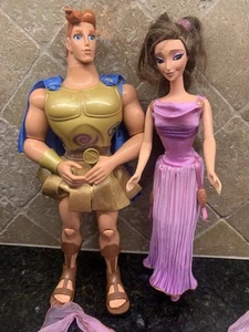 Vintage Disney 1996 Hercules doll w/shoes & cape & 1991 Megara doll Mattel RARE! - Picture 1 of 16