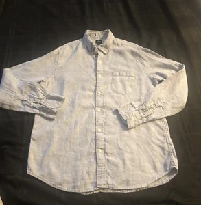 J. Crew Mens Shirt Large Linen Chambray Button Down Long Sleeve Blue - Picture 1 of 8
