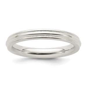 Sterling Silver 3mm Comfort Fit Milgrain Band Ring - Picture 1 of 5