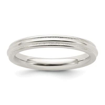Sterling Silver 3mm Comfort Fit Milgrain Band Ring - Image 1 of 4