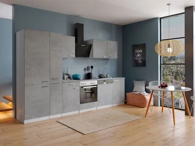 Küche Küchenzeile Küchenblock Einbauküche Weiß Beton Malia 310 cm Respekta - Bild 1 von 4