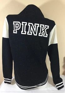 NWT Victorias Secret PINK Fleece High & Low Half Zip Sweater XSmall Black F816 - Picture 1 of 3