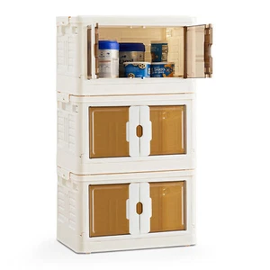 Stackable Foldable Closet Organizer Bins with Wheels - Plastic Storage Container - Picture 1 of 23