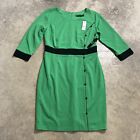 New York & Company Sukienka damska L Zielona z długim rękawem Pochwa Midi Kolor Blok