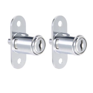Push Plunger Lock, 19mm x 23mm Cylinder Zinc Alloy Keyed Different 2Pcs - Picture 1 of 6