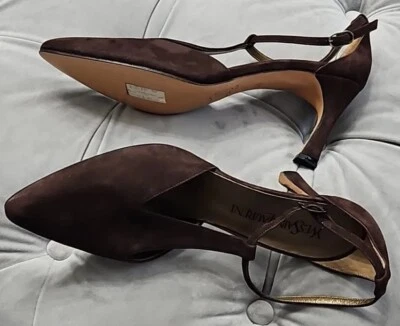 Yves Saint Laurent YSL Vntg Brown Suede Slingback Heels Womens Shoes 8.5M Italy  Foto 1 de 4