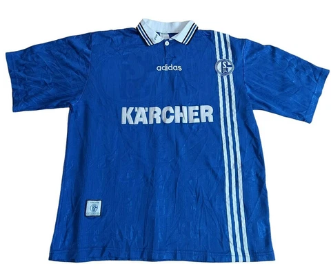 Vintage FC Schalke 04 Home 1996/1997 Adidas Football Shirt Jersey  KARCHER XL Cover
