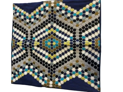 West Elm Geometric Pattern Cushion Cover 18"x18" W/Button Closure Navy - Image 1 of 4