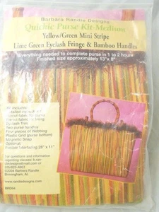 Barbara Randle Handtasche Set Gr. Medium gelb/grün Mini Streifen Bambus Griffe 2004 - Bild 1 von 5