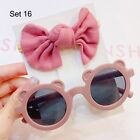 2Pcs/Set Colorful Kids Sunglasses With Bow Headband Hairbands  For Baby Girls