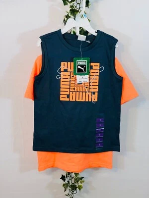 Boy's Puma  T-shirts 2 pc set Gray/Orange size 5 - Image 1 of 3