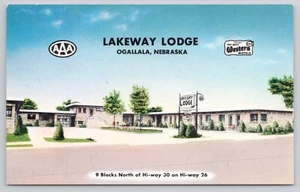 Ogallala, Nebraska NE Lakeway Lodge Motel am Straßenrand AAA Best Western Postkarte - Bild 1 von 2