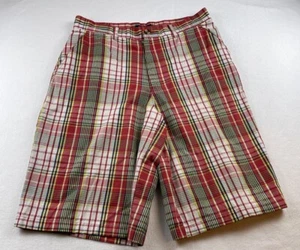 DTEK Mens Bermuda Shorts Red Plaid Size 34 Skater - Picture 1 of 11