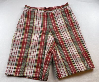 DTEK Mens Bermuda Shorts Red Plaid Size 34 Skater - Image 1 of 4