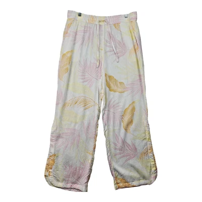 C&C California Pant XLARGE Elastic Waist Linen Pink Hawaiian Tropical Vacation - Image 1 of 4