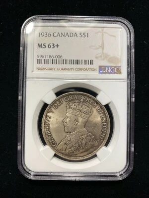 1936 Canada Dollar NGC MS63+ Choice Silver Dollar $1 - Image 1 of 4