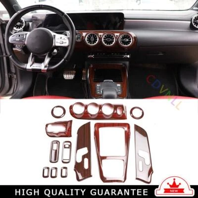 Interior Decoration Full Set Trim 12PCS For Mercedes Benz AMG35 19-2021 Red Wood - Image 1 of 4