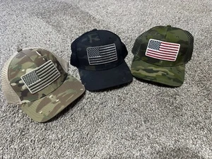 DEWALT Men's Flag Patch Mesh Ball Cap Camouflage American Flag Lot Of 3 - 9802 - Picture 1 of 8