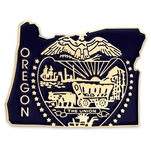 PinMart's State Shape of Oregon  and Oregon Flag Lapel Pin - Picture 1 of 3