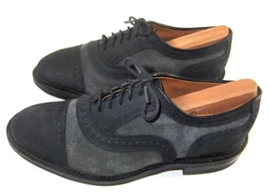 Allen Edmonds Strandmok Cap Toe Dress Shoes 7.5 E Dainite Soles Suede Navy - Picture 1 of 11