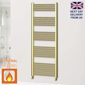 550 mm Wide Shiny Gold Heated Towel Rail Radiator Designer Radiator Fast Ship - Picture 1 of 17