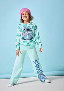 Disney TEAL Lilo & Stitch 2 Piece Sweatshirt & Pants Set Girls Size 4 Sweatsuit - Picture 1 of 9