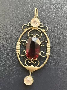 Soviet vintage Silver pendant pendant 875 Sterling 40s with stones - Picture 1 of 10