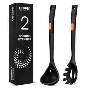 Silicone Pasta Fork and Ladle Spoon Set Large Non Stick Kitchen Utensils for ... - Picture 1 of 7