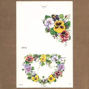 Unused Vintage 1994 PVA Postalette, Floral Heart Wreath Violet Pansy Flowers - Picture 1 of 4