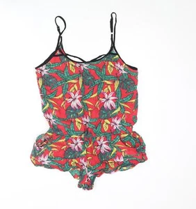 River Island WomensVinyl Playsuit One-Piece Size M Pull - Picture 1 of 10