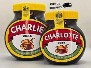 Personalised Marmite Jar Label Birthday Christmas Halloween Gift Party Favor - Picture 1 of 3