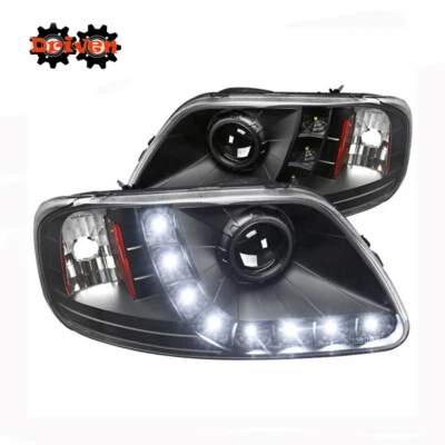 97-03 Ford F150 Harley Iluminación SVT 1PC Faro Esquina Negro Proyector LED DRL Foto 1 de 4