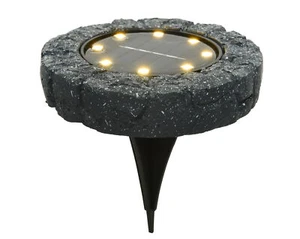 Solar Bodenleuchte 11cm für außen Steinoptik Dauerbetrieb 6h warmweiß LED Garten - Bild 1 von 3