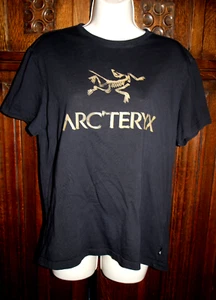 arcteryx knit top t-shirt black brown large logo graphic tee women's L - Picture 1 of 8