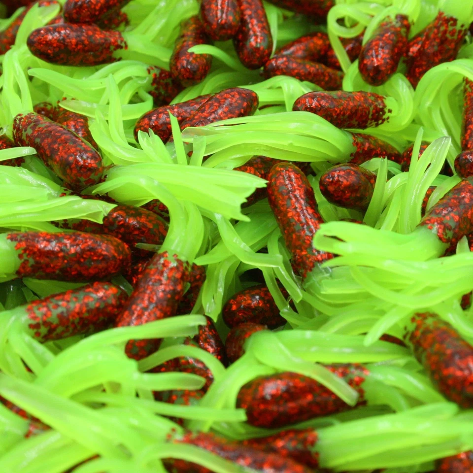 100 pk 1.5" Scale Red / Chartreuse Crappie Fishing Tube Jig Skirts Bluegill - Image 1 of 1