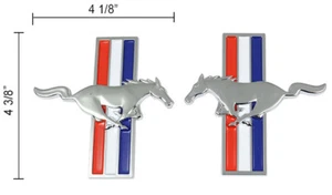New! 2005 - 2014 Ford MUSTANG Running Horse Chrome Fender Tri Bar Emblems Pair - Picture 1 of 9