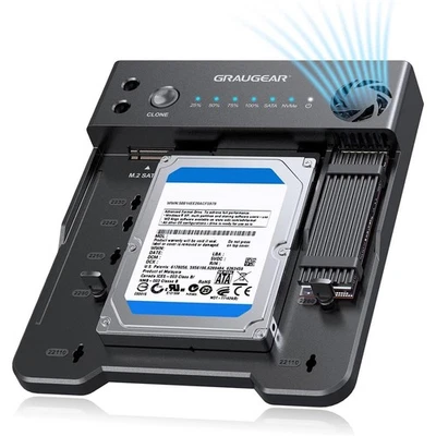 GRAUGEAR Bidirektionale Klonstation für M.2 SATA M2 NVMe SSDs und 2,5"/3,5" HDDs - Bild 1 von 4