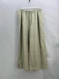 Zara Womens Green High Rise Pleated Wide Leg Linen Trouser Pants Size Large - Picture 1 of 14