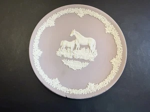 Jasper Wedgwood - White on Lilac - Mothers Day Plate -Rare Horse - Picture 1 of 4