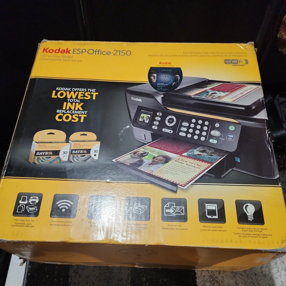 Kodak ESP Office 2150 Wireless Color All-In-One Inkjet Printer W Box Manuals XLT - Image 1 of 3