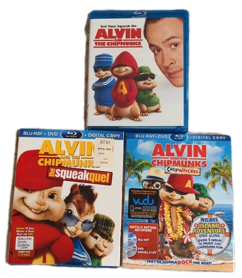 Alvin and the Chipmunks, The Squeakquel & Chipwrecked Blu-Ray (2 & 3 Have DVD+) - Image 1 of 4