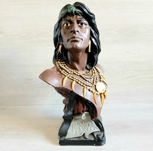 Große Hiawatha Indianer Indianer Kopf Büste Kreidegeschirr Zigarrenladen Vintage - Bild 1 von 8