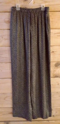 Norton McNaughton GVC 90s Hippie Boho Black Tan Pants Elastic Waist Tie Sz 10 - Image 1 of 4